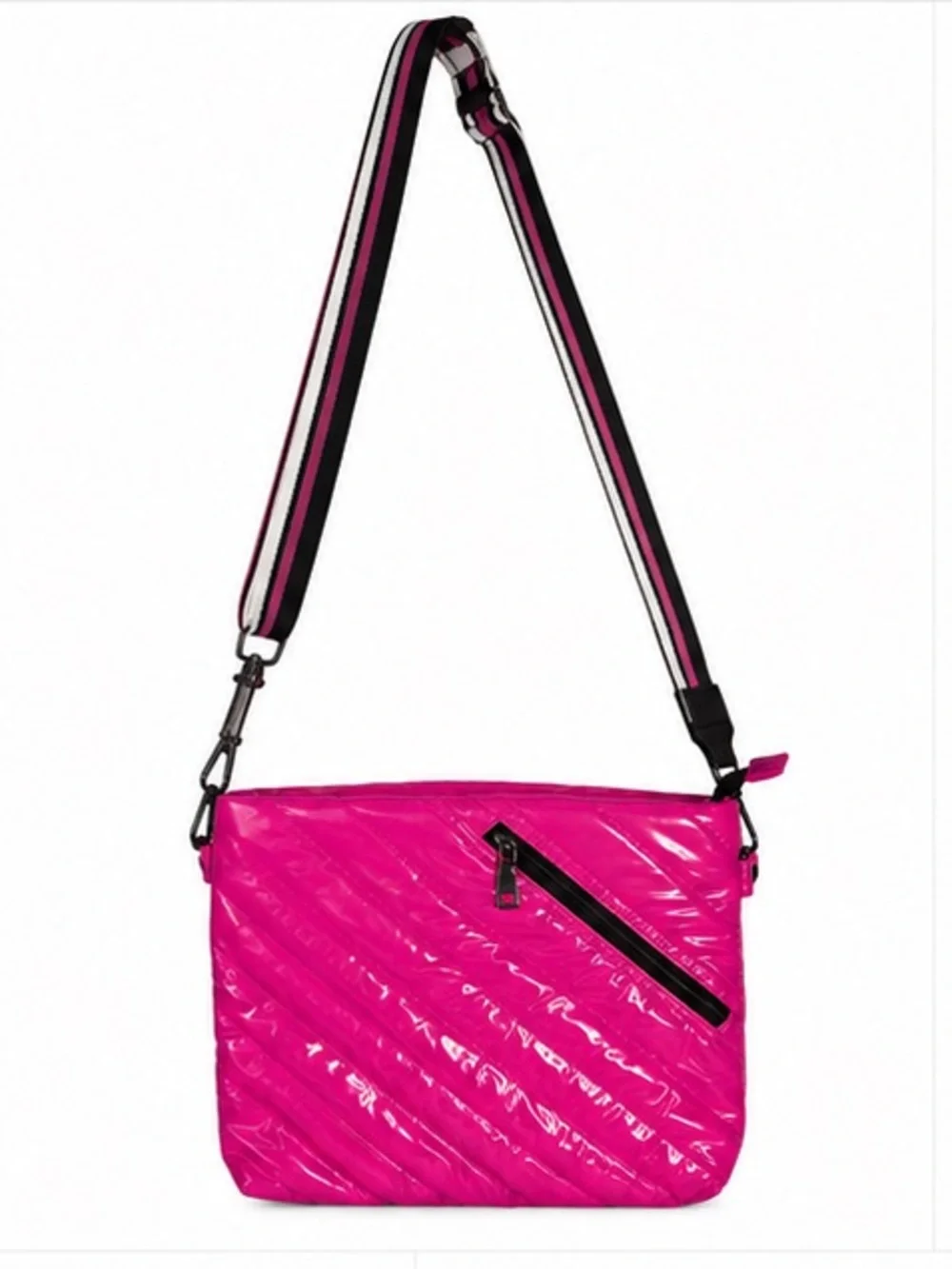 Think Rolyn NEW Diagonal Bum Bag Hot Pink Large  Quilted Crossbody Messenger